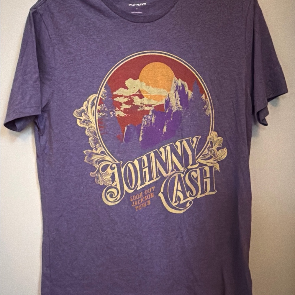 Old Navy Purple Johnny Cash Sunset Graphic Tee